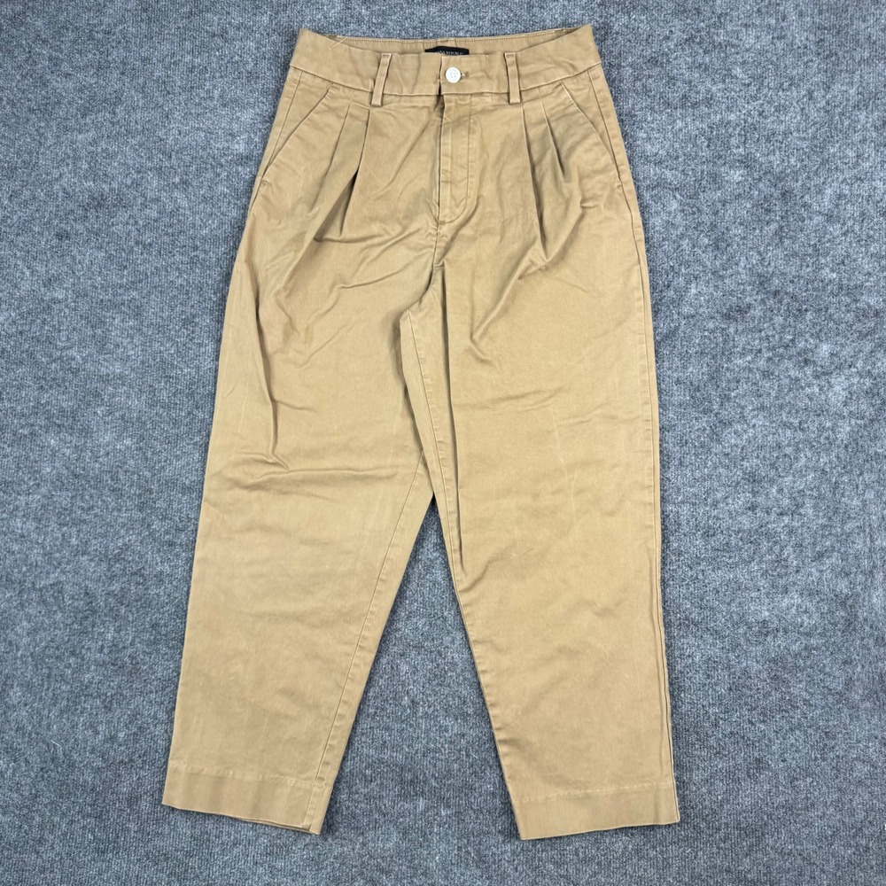 Banana Republic Chino Pants Womens Size 6 Tan Pleated Crop Authentic Stretch